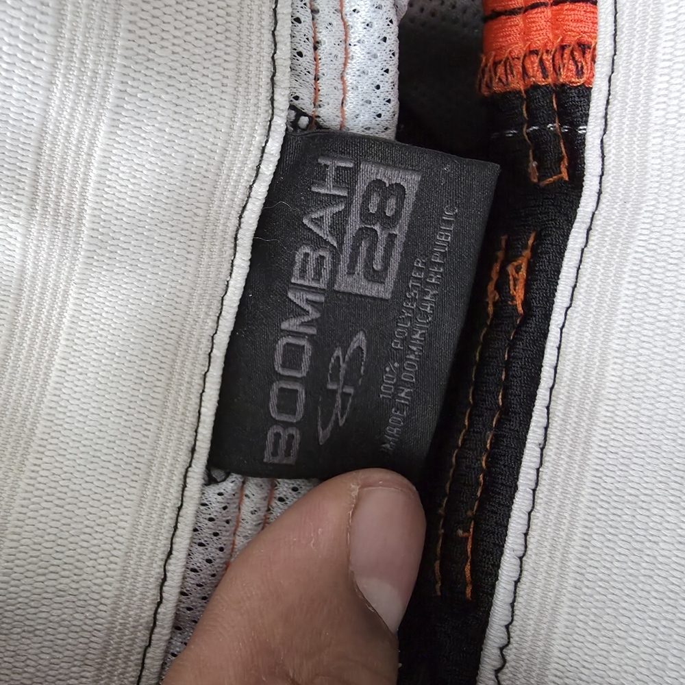 Boombah Softball Pants Mens Womens 28 Black Orange White Striped Padded Athletic - Picture 6 of 9